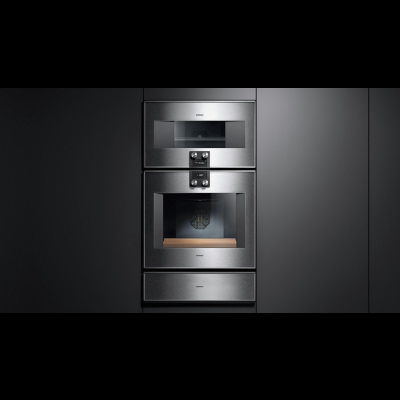 Gaggenau bm484110, 400 series, built-in compact oven with microwave function, 76 x 45 cm, door hinge: right, stainless steel behind glass