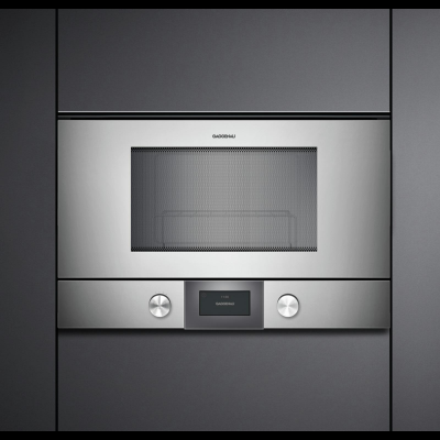 Gaggenau bmp224110, series 200, built-in microwave, 60 x 38 cm, door hinge: right, metallic