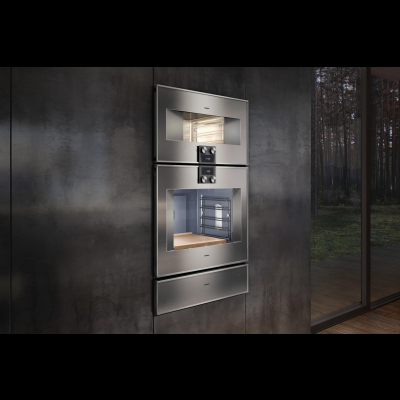 Gaggenau bs484112, 400 series, built-in compact steam oven, 76 x 45 cm, door hinge: right, stainless steel behind glass